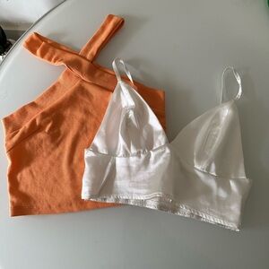 SHEIN Orange and White Crop Tops